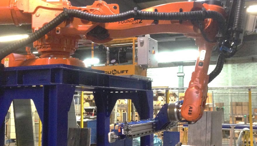 Robot on platform at customer's plant